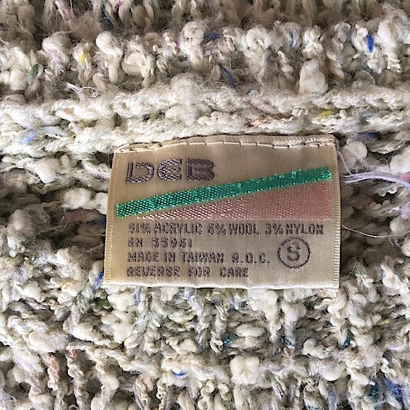 80s Vintage Puff Shoulder Sweater Pastel Cream S - Picture 4 of 5